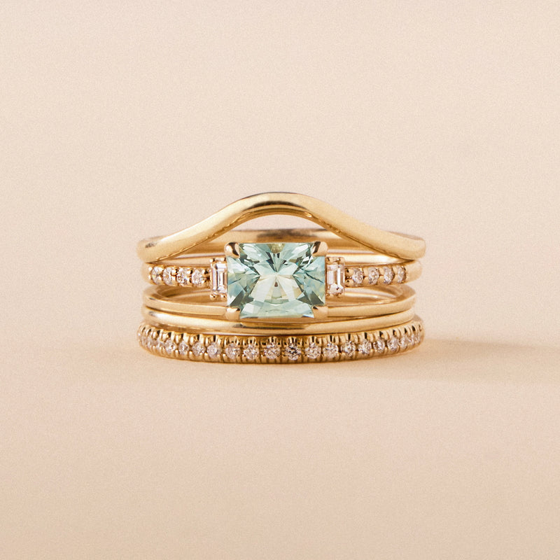 ethereal daybreak one-of-a-kind elongated cushion sapphire engagement ring - 14k yellow gold,