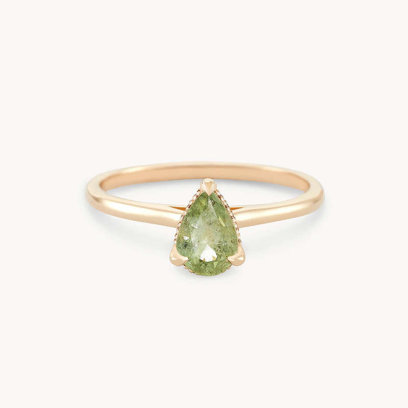 evergreen essence one-of-a-kind - 14k yellow gold, pear green sapphire