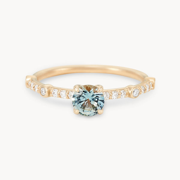 everlasting dawn one-of-a-kind ring - 14k yellow gold, round sapphire