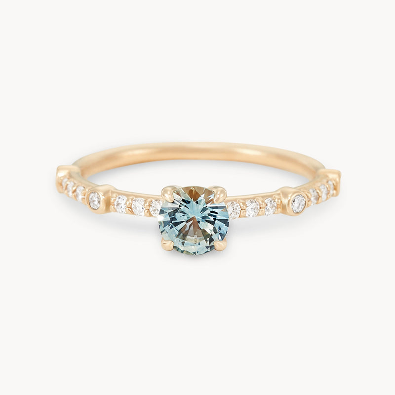 everlasting dawn one-of-a-kind ring - 14k yellow gold, round sapphire
