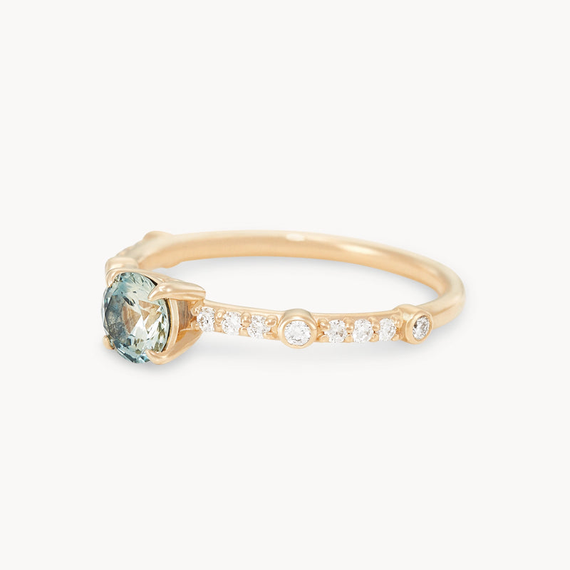 everlasting dawn one-of-a-kind ring - 14k yellow gold, round sapphire