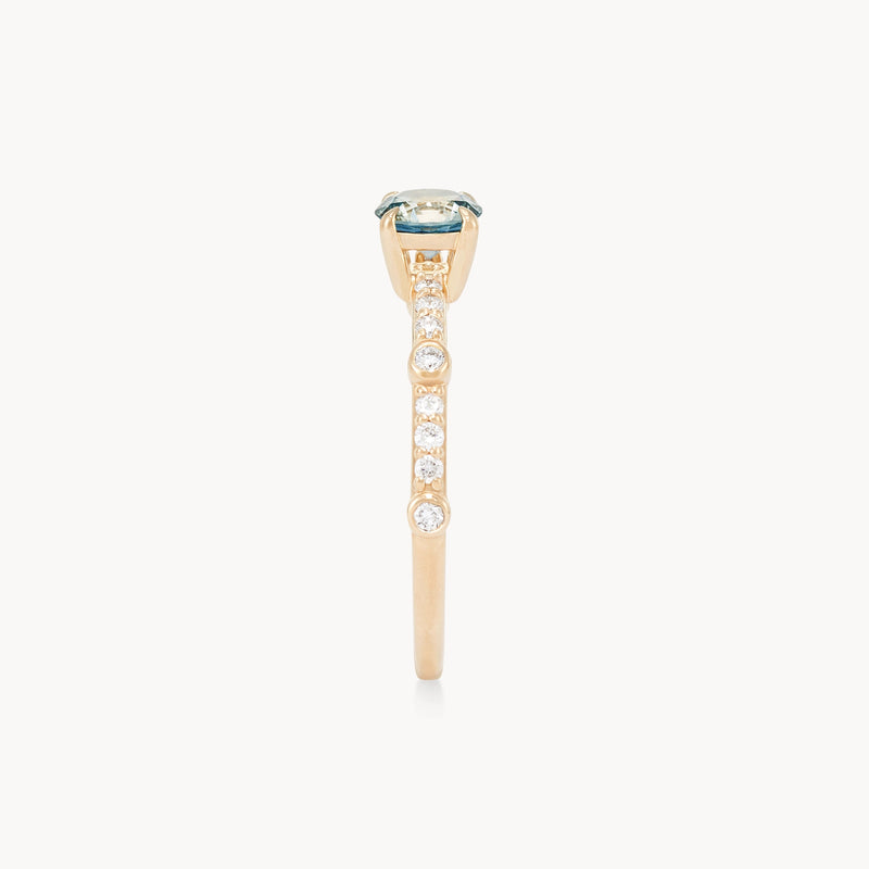 everlasting dawn one-of-a-kind ring - 14k yellow gold, round sapphire