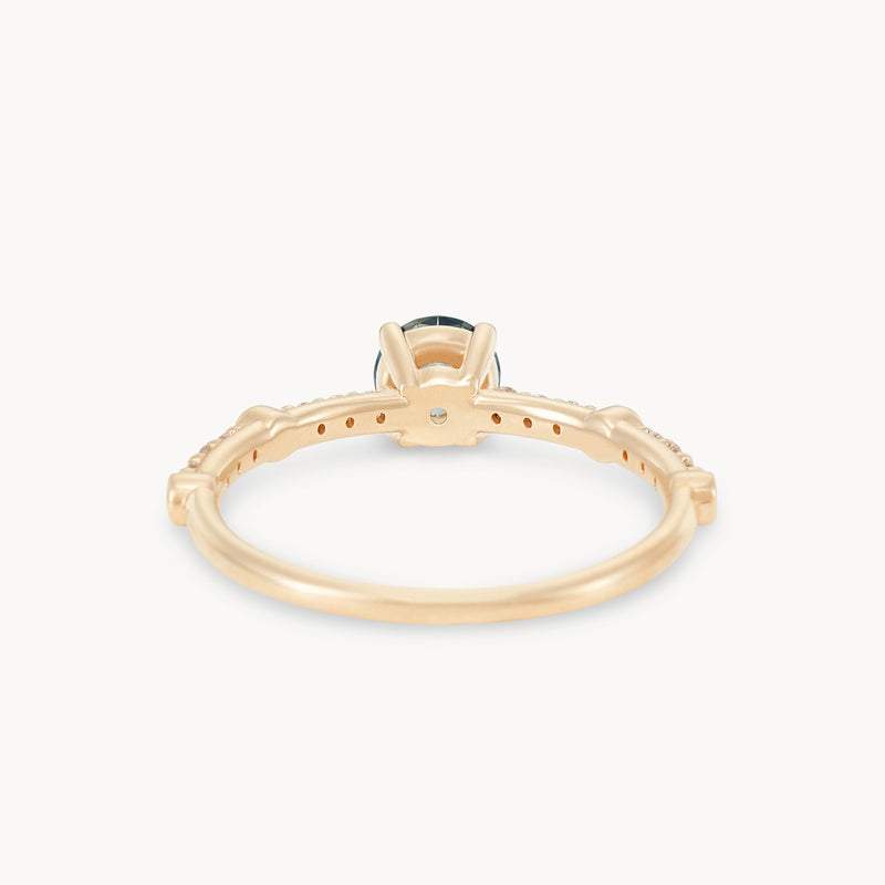 everlasting dawn one-of-a-kind ring - 14k yellow gold, round sapphire