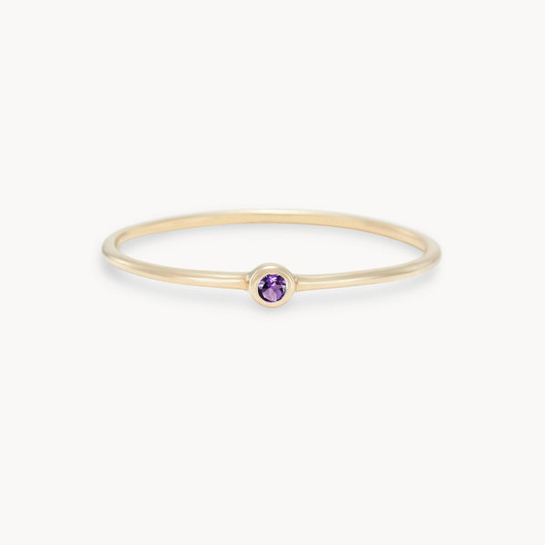 serendipity february birthstone stacking ring - 10k yellow gold, amethyst gemstone
