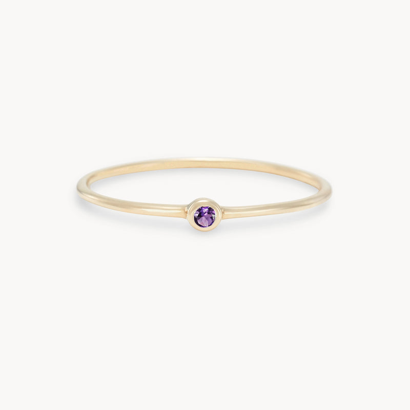 serendipity february birthstone stacking ring - 10k yellow gold, amethyst gemstone