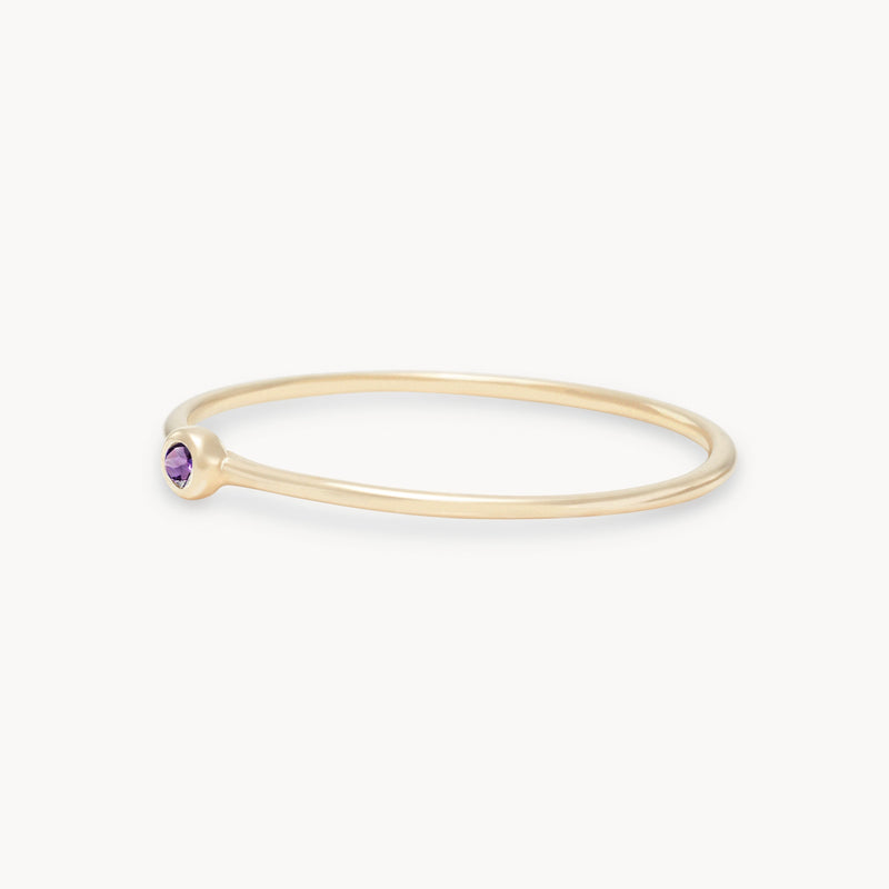 serendipity february birthstone stacking ring - 10k yellow gold, amethyst gemstone