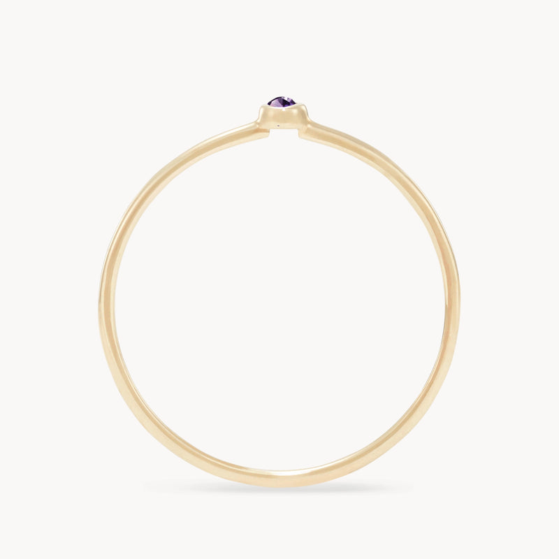 serendipity february birthstone stacking ring - 10k yellow gold, amethyst gemstone