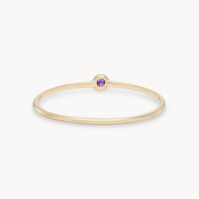 serendipity february birthstone stacking ring - 10k yellow gold, amethyst gemstone