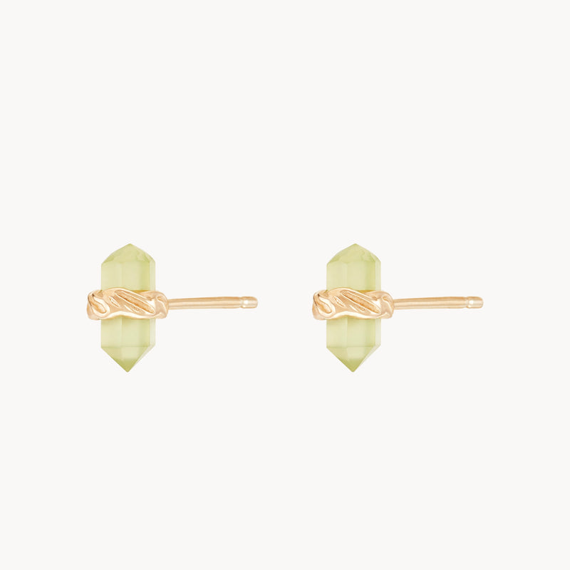 rooted wisdom jade earring - 14k yellow gold, jade gemstone