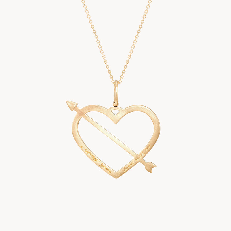 true aim heart & arrow charm - 10k yellow gold, ruby, pink sapphires