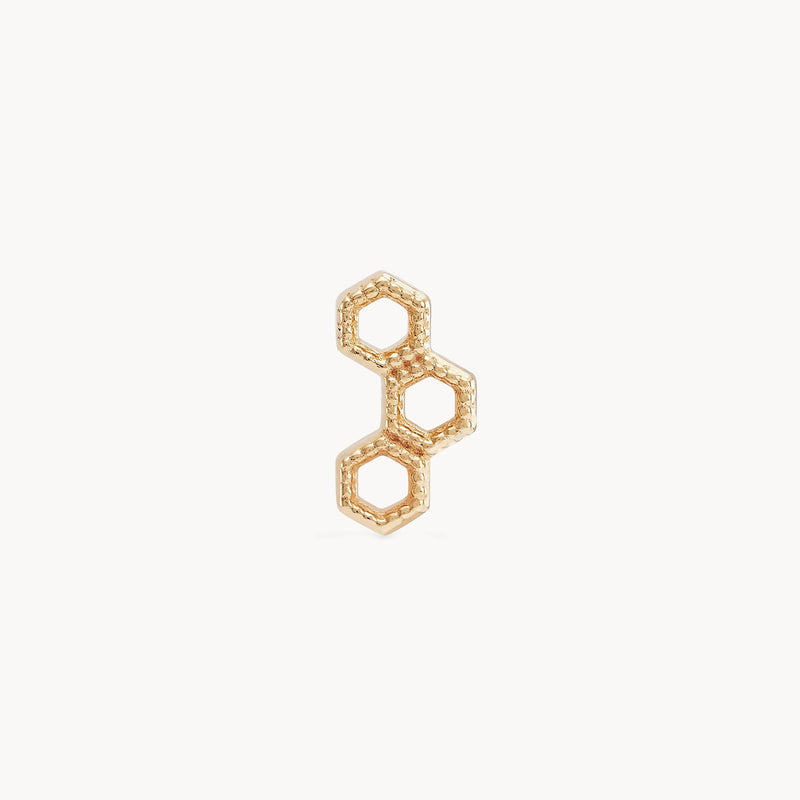 Honeycomb earring - 14k yellow gold