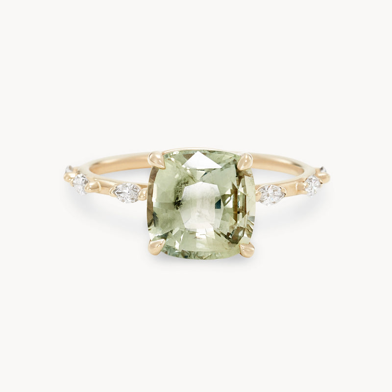 i’d find you again one-of-a-kind ring - 14k yellow gold, cushion cut sapphire, diamonds