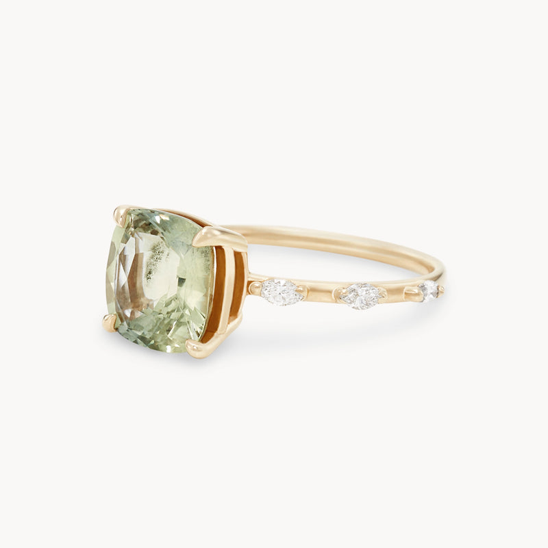 i’d find you again one-of-a-kind ring - 14k yellow gold, cushion cut sapphire, diamonds