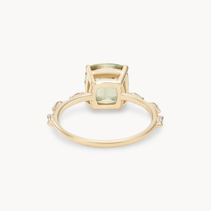 i’d find you again one-of-a-kind ring - 14k yellow gold, cushion cut sapphire, diamonds