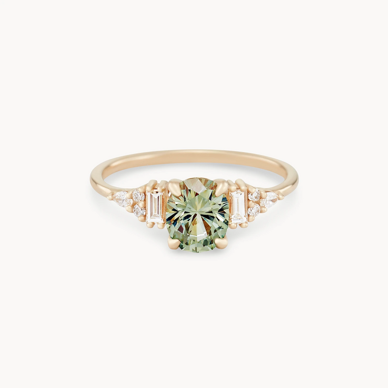 impassion one-of-a-kind - 14k yellow gold ring, oval yellow-green sapphire