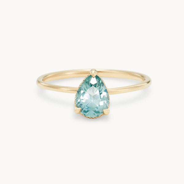 in every beat one-of-a-kind ring - 14k yellow gold, pear sapphire, diamonds