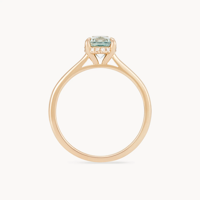 inspire one-of-a-kind - 14k yellow gold, round aqua blue oval