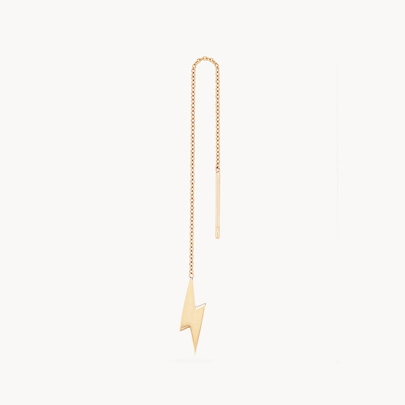 Everyday little lightning bolt threader earring - 14k yellow gold