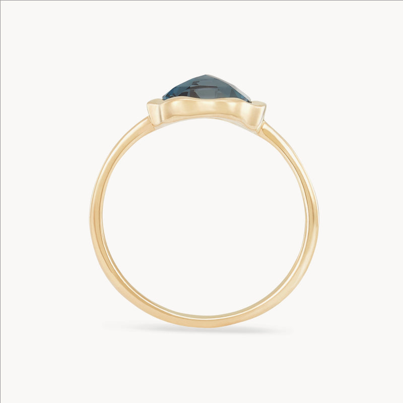 london blue topaz mood ring - 14k yellow gold, blue topaz