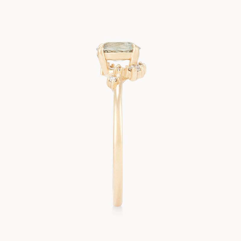 magical kinship one-of-a-kind ring - 14k yellow gold ring, pale seafoam oval cut sapphire