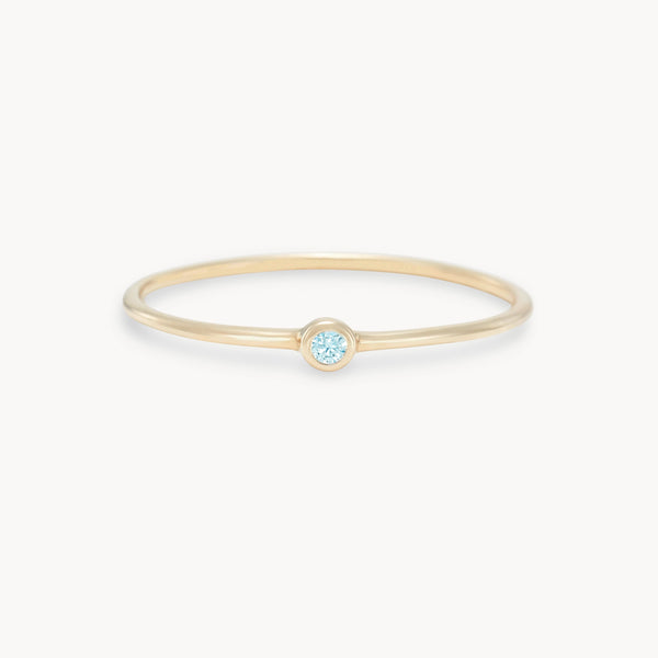 serendipity march birthstone stacking ring - 10k yellow gold, aquamarine gemstone