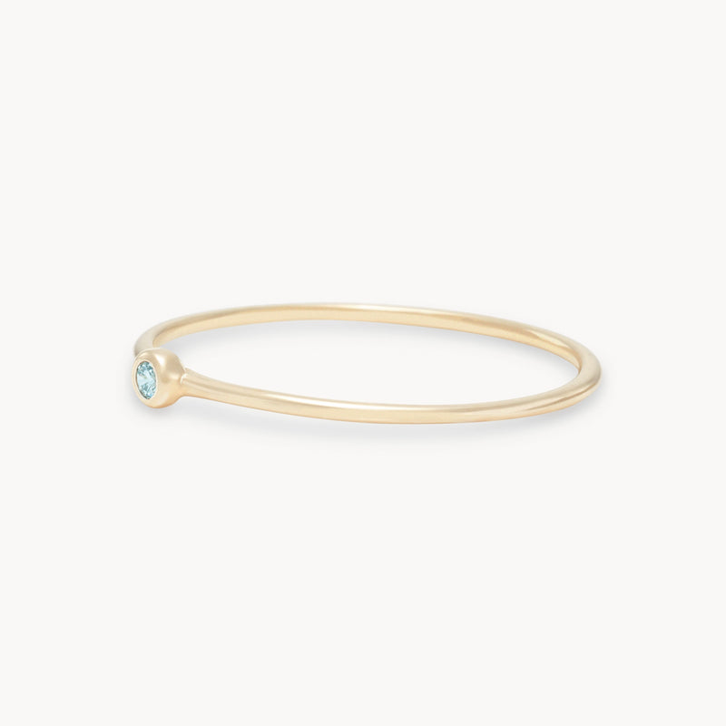 serendipity march birthstone stacking ring - 10k yellow gold, aquamarine gemstone