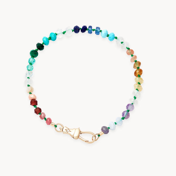 shimmering sun multicolour beaded mood bracelet - 10k yellow gold, diamonds, natural gemstones