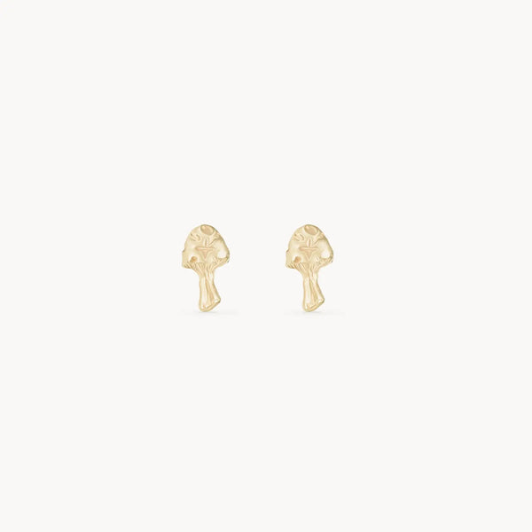 enchanted spirit mushroom earring - 14k yellow gold