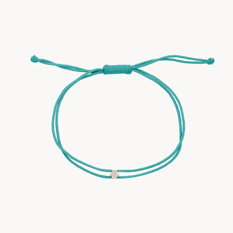 Best Friend Nova Trio - 10k yellow gold, teal, grey, black cord, diamond