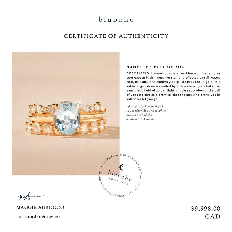the pull of you one-of-a-kind ring - 14k yellow gold, oval sapphire
