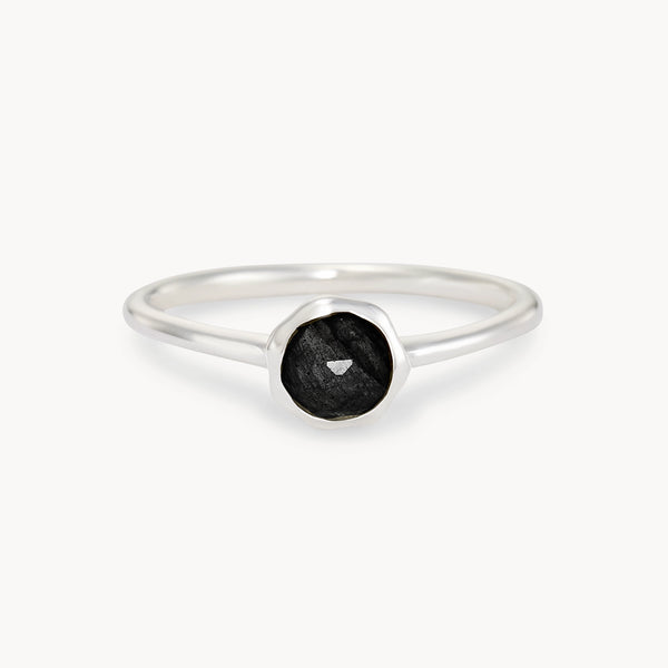 black onyx mini mood ring - sterling silver, black onyx gemstone