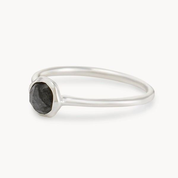 black onyx mini mood ring - sterling silver, black onyx gemstone