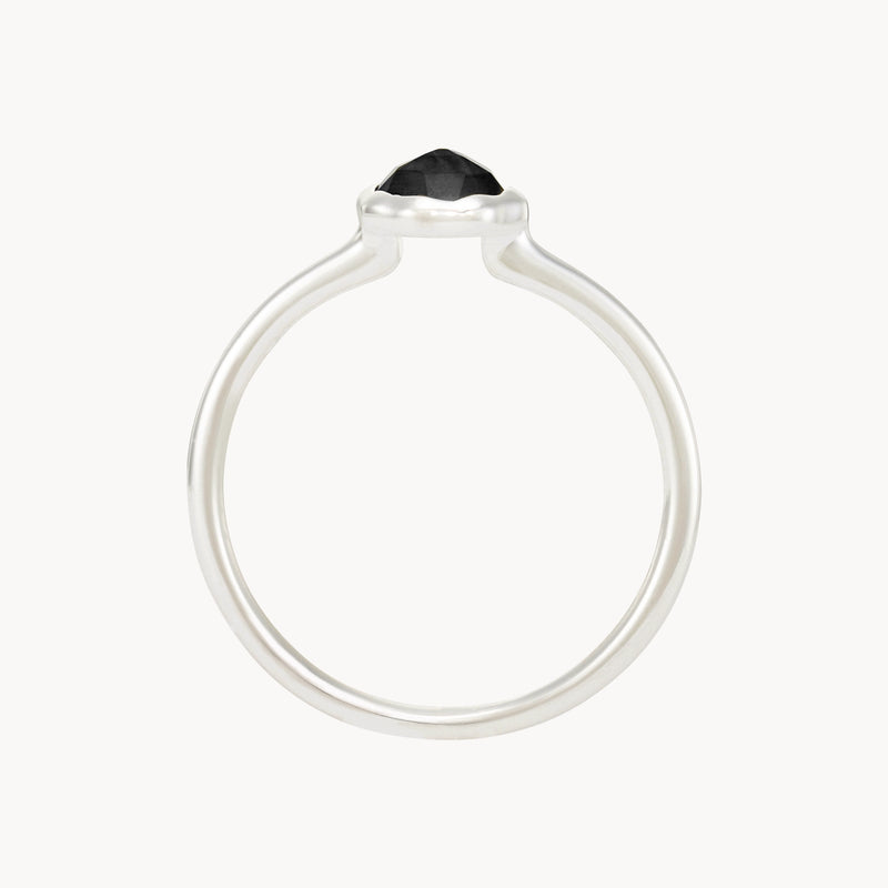 black onyx mini mood ring - sterling silver, black onyx gemstone