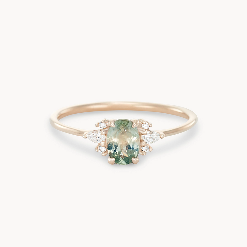 orbit of love one-of-a-kind - 14k yellow gold ring, green sapphire
