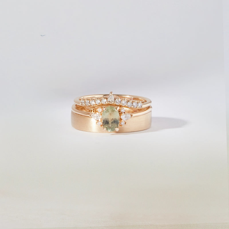 orbit of love one-of-a-kind - 14k yellow gold ring, green sapphire