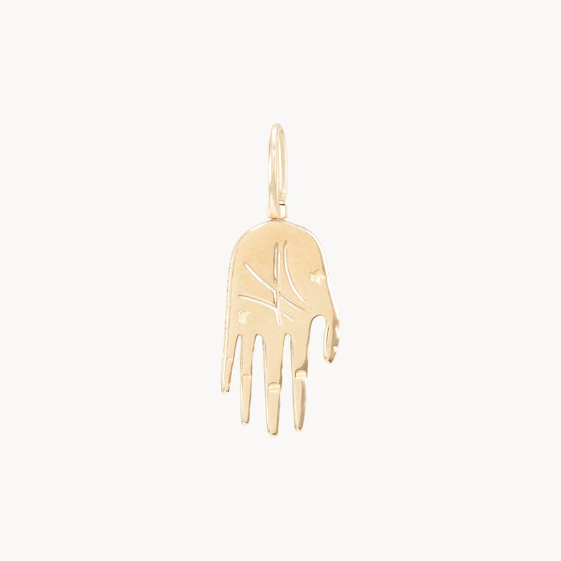 sacred palm dynamic charm - 10k yellow gold, blue sapphire gemstone