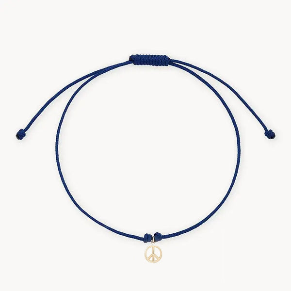 the tie dye moonchild contemplation cord bracelet - 10k yellow gold, blue cord