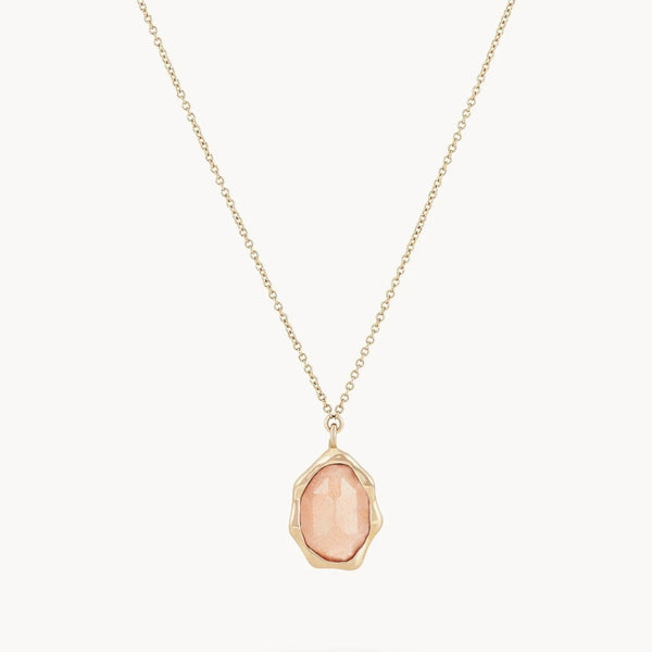 peach moonstone mood necklace - 14k yellow gold