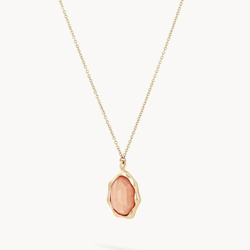 peach moonstone mood necklace - 14k yellow gold