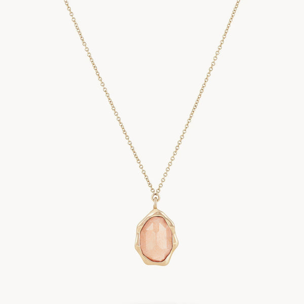 peach moonstone mood necklace - 14k yellow gold