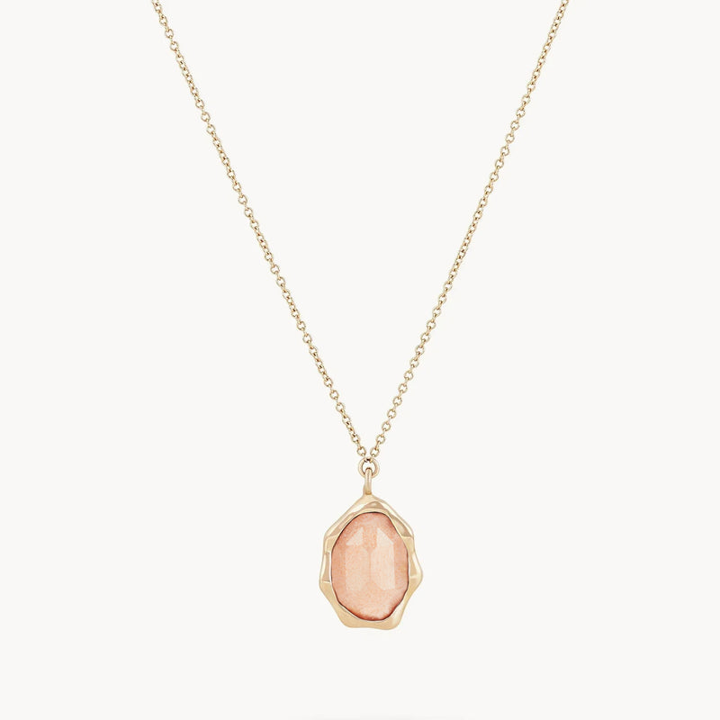peach moonstone mood necklace - 14k yellow gold