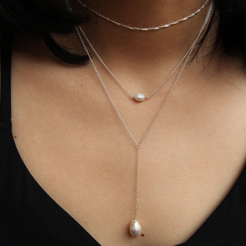 sofia perla lariat - sterling silver