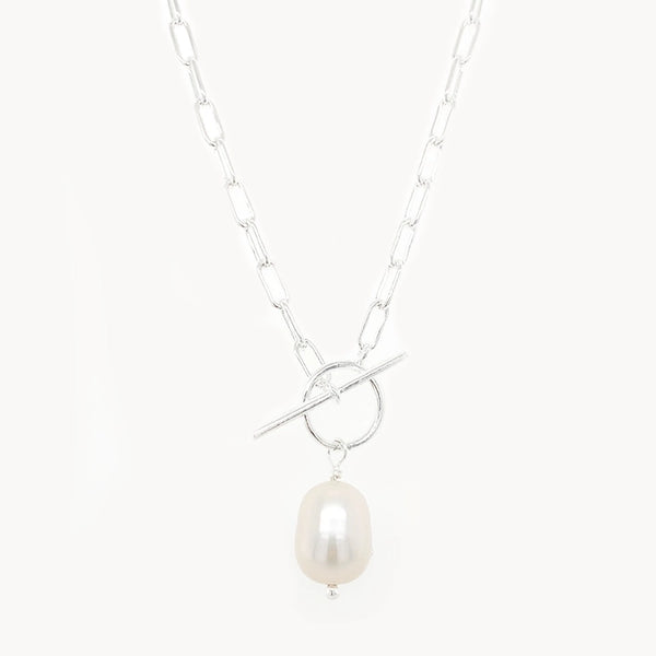 pearl necklace with toggle - sterling silver