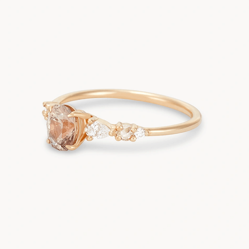 pure affection one-of-a-kind - 14k yellow gold, peach pink oval sapphire -AC