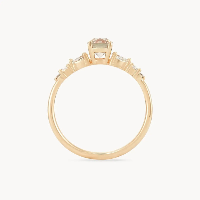 pure affection one-of-a-kind - 14k yellow gold, peach pink oval sapphire -AC