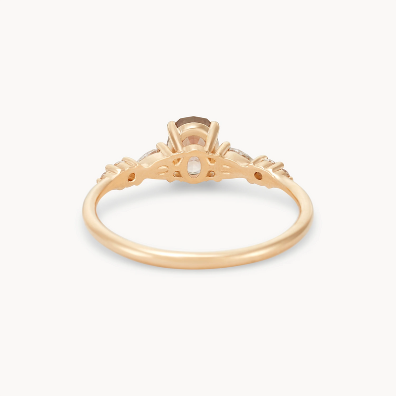 pure affection one-of-a-kind - 14k yellow gold, peach pink oval sapphire -AC