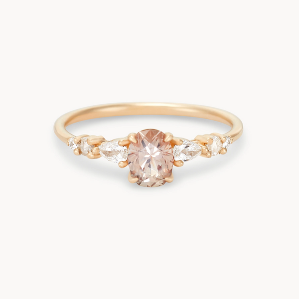 pure affection one-of-a-kind - 14k yellow gold, peach pink oval sapphire -AC