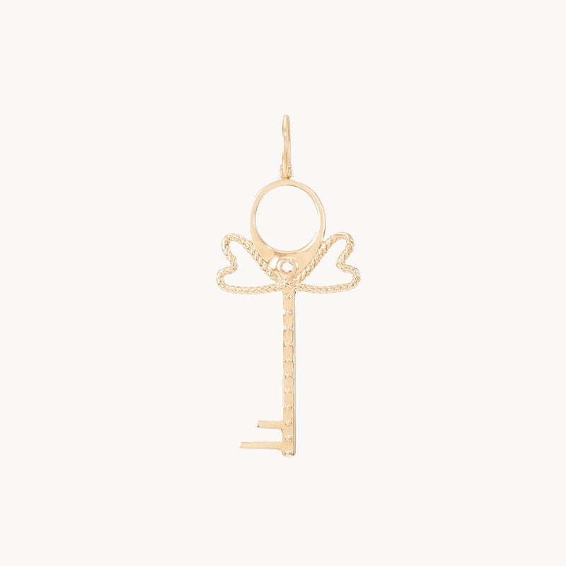 key to my heart charm - 10k yellow gold, sapphire, diamond