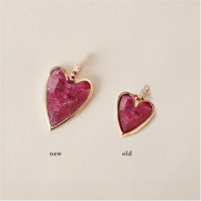 self-love ruby heart mood charm - 10k yellow gold, ruby gemstones