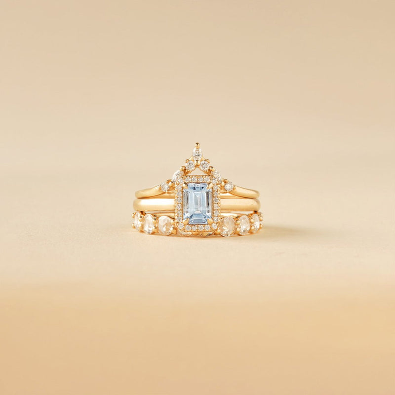 seen you before one-of-a-kind ring - 14k yellow gold, emerald cut sapphire, diamonds